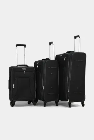 Black Solid Trolley Set (3 Piece)
