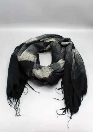 Black Stripe Grey and Off White Yak Wool Shawl