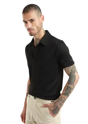 Black Structured Polo Tshirt