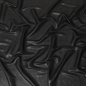 Black synthetic chiffon fabric with same tone metallic lurex in floral design-D10122