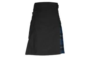 Black Utility Kilt with Blue Ramsey Tartan Pleats