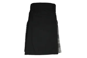 Black Utility Kilt with Grey Hamilton Pleats