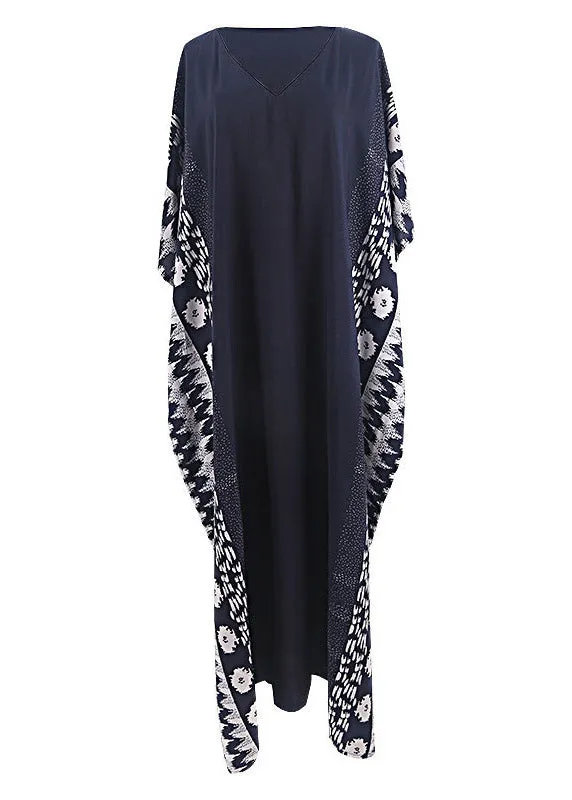 Black V Neck Maxi Holiday Dresses Summer LY3037