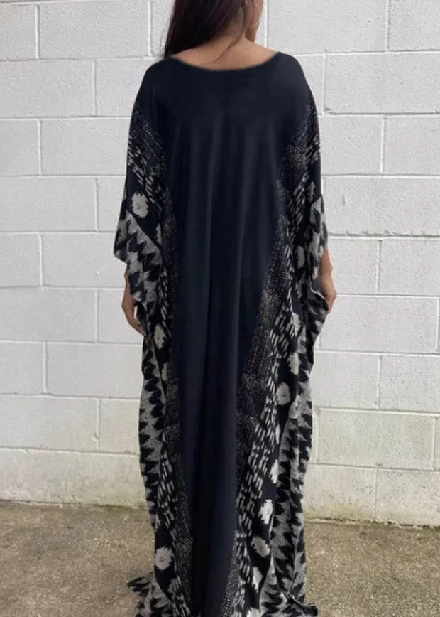 Black V Neck Maxi Holiday Dresses Summer LY3037