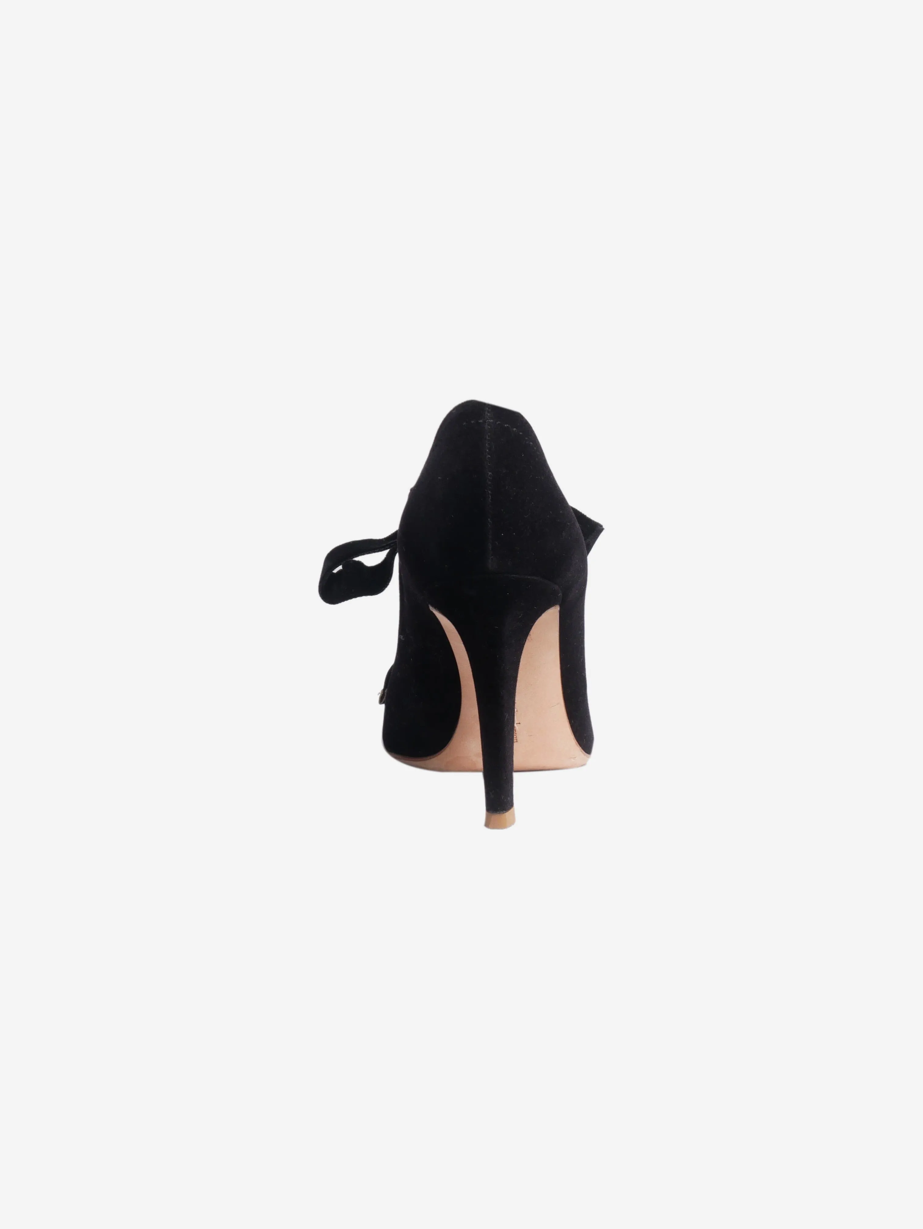 Black velvet lace up cutout heels - size EU 39