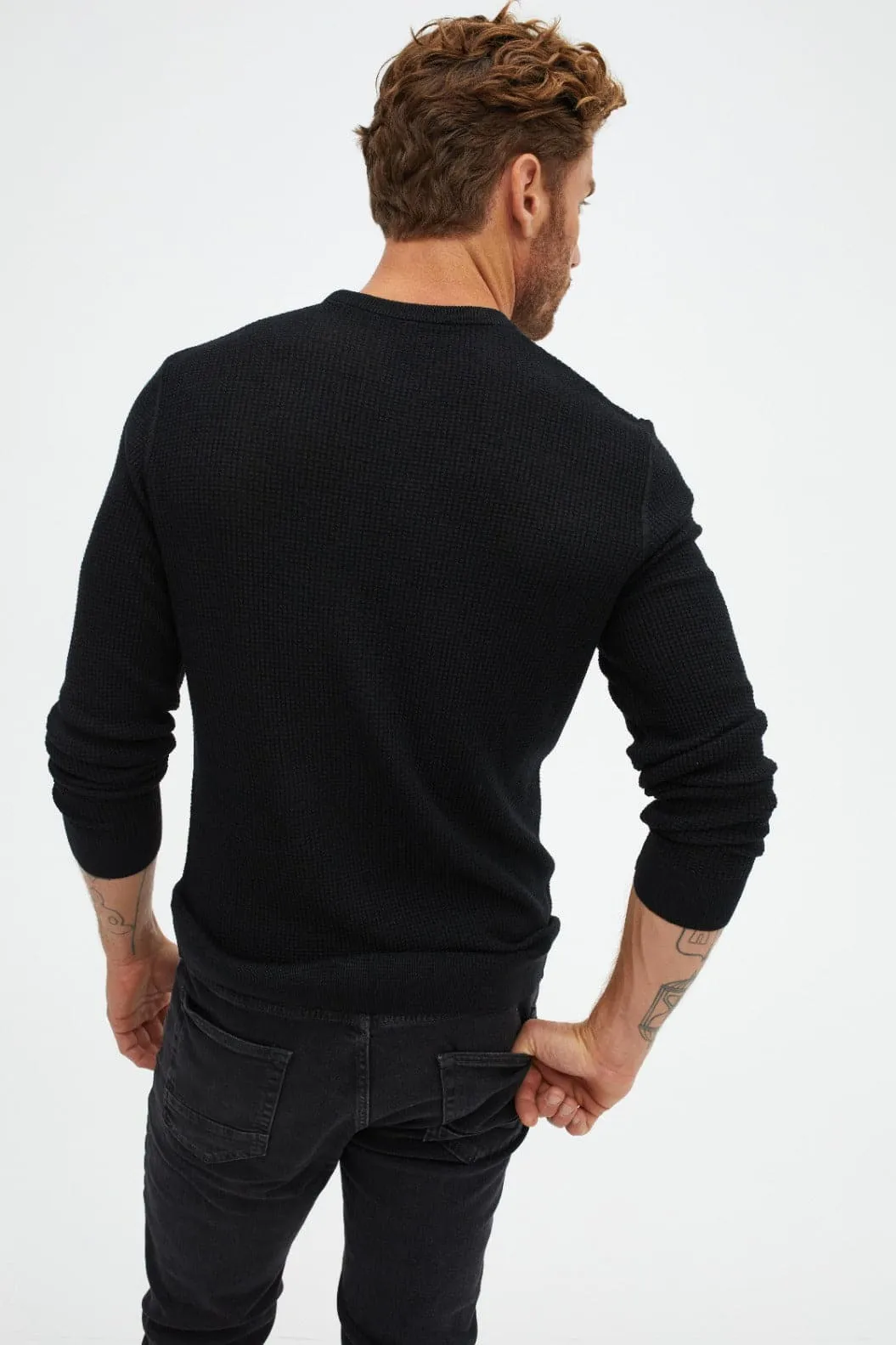 Black Waffle Sweater