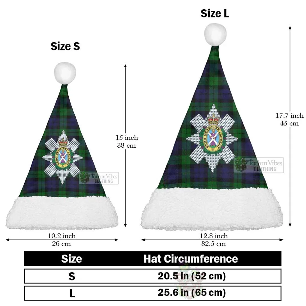 Black Watch Tartan Christmas Santa Hats with Family Crest