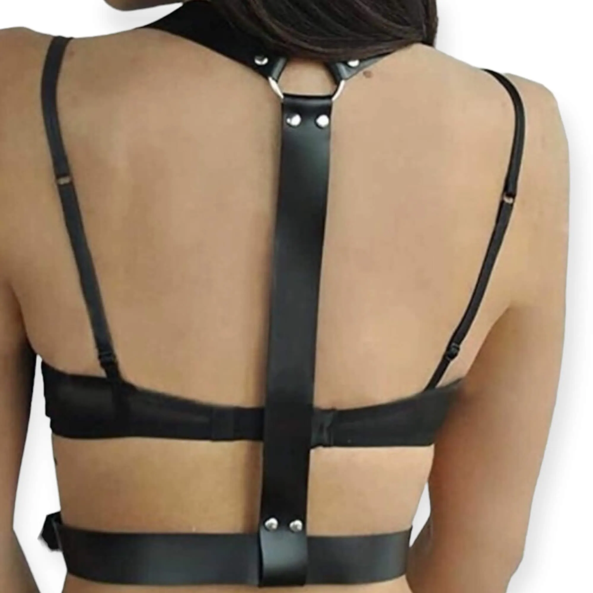Black Wide Strap Body Harness Belt