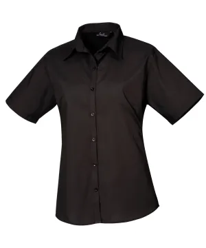 Black* - Women's short sleeve poplin blouse