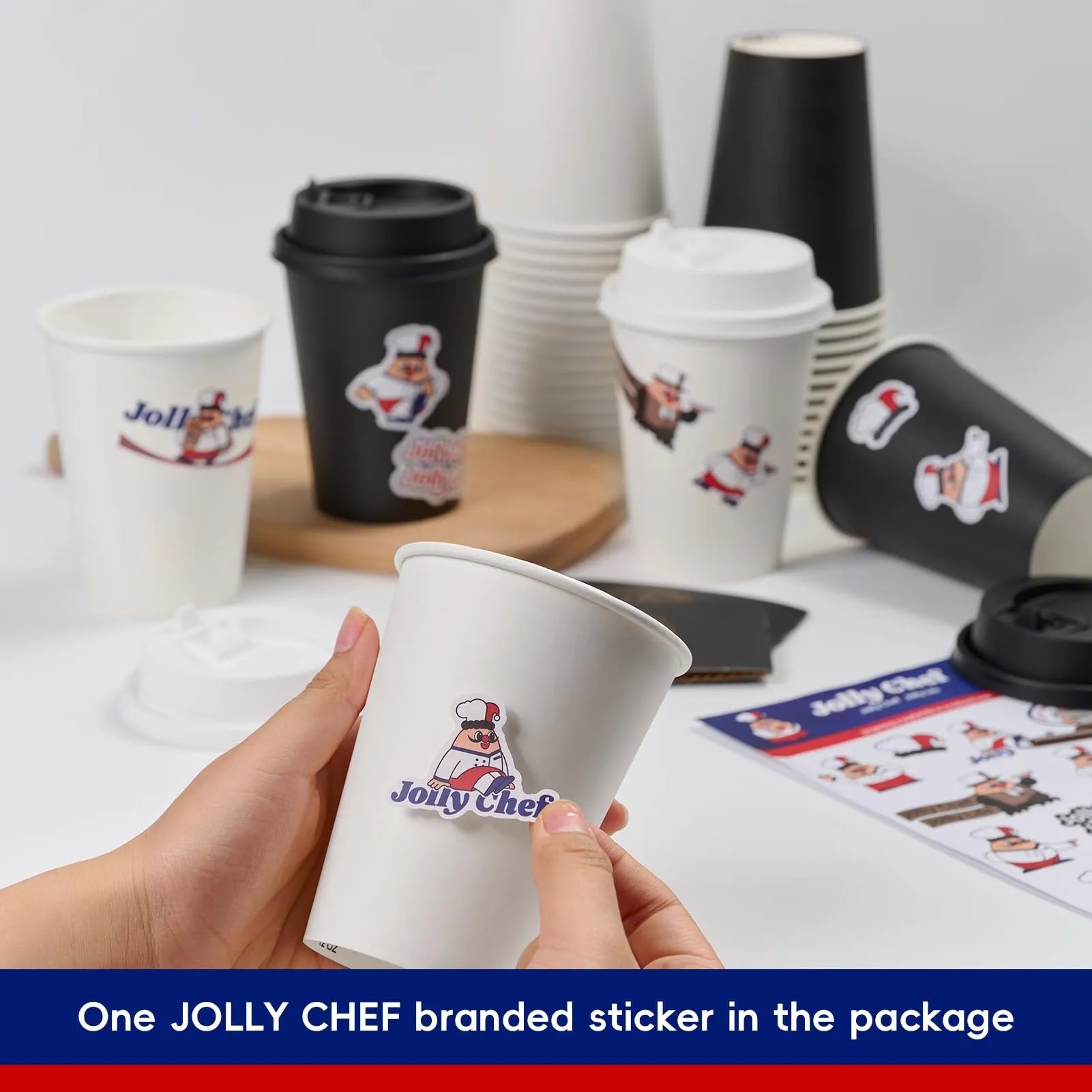 Black&White Coffee Cups With Lids&Sleeves&Stirrers(Set of 4)