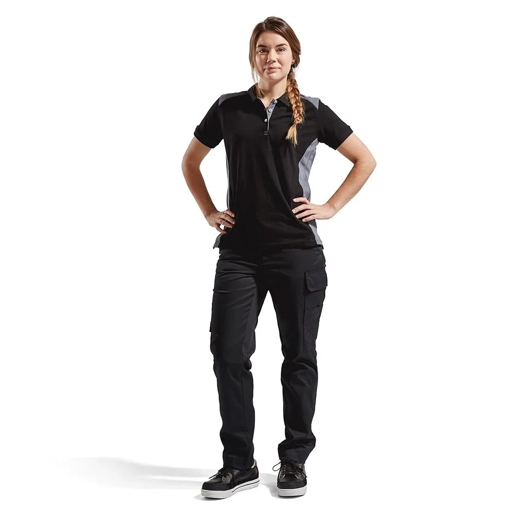 Bl&#xE5;kl&#xE4;der&#x20;3390-1050&#x20;Women&#x27;s&#x20;Pique&#x20;Polo&#x20;Shirt&#x20;-&#x20;Black&#x2F;Grey