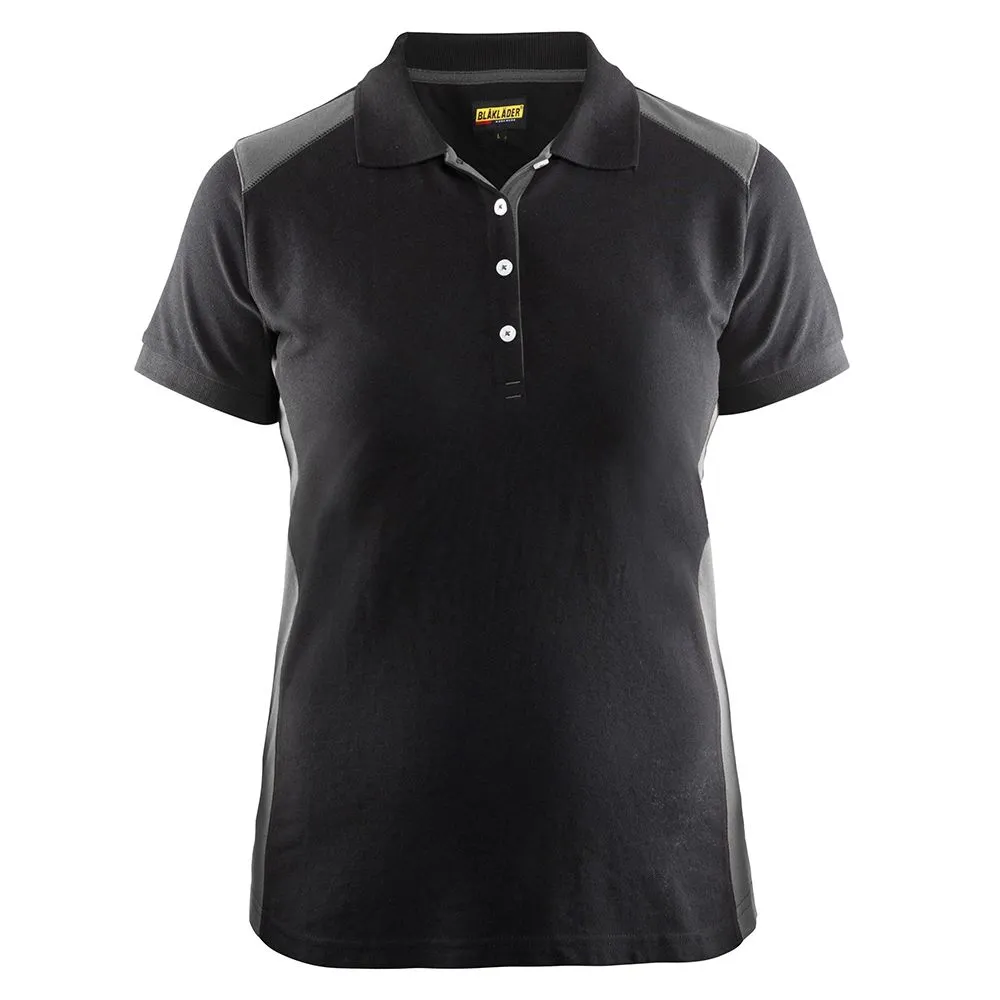 Bl&#xE5;kl&#xE4;der&#x20;3390-1050&#x20;Women&#x27;s&#x20;Pique&#x20;Polo&#x20;Shirt&#x20;-&#x20;Black&#x2F;Grey