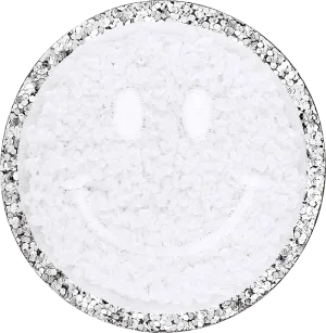 Blanc Glitter Varsity Smiley Face Patch