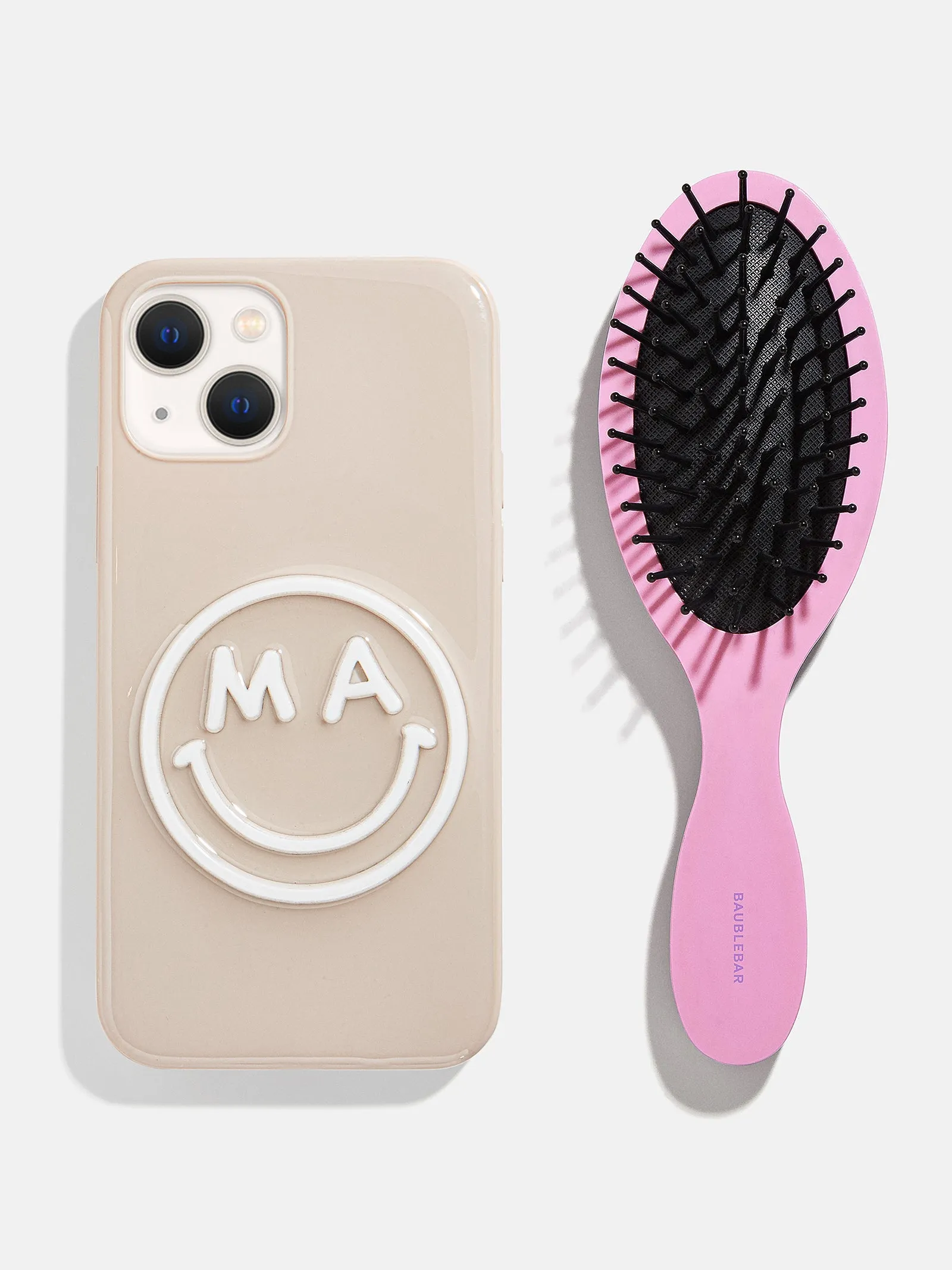 Block Font Mini Custom Hair Brush - Block Font Lavender