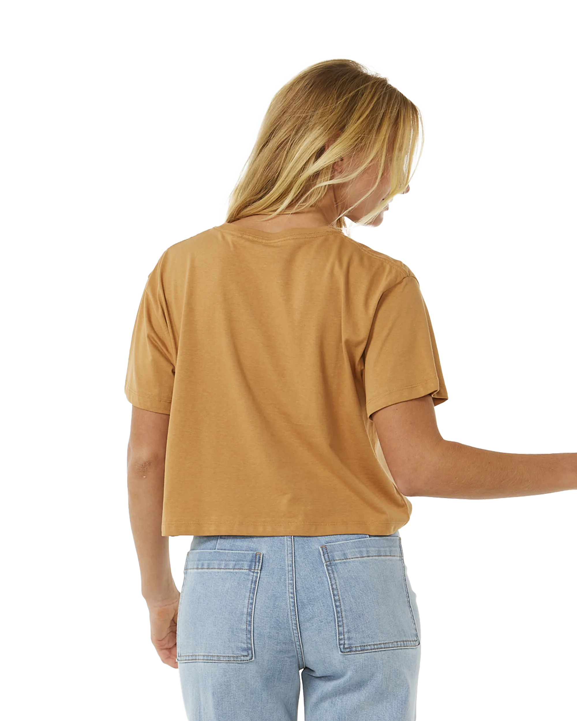 Block Party Crop T-Shirt in Light Brown
