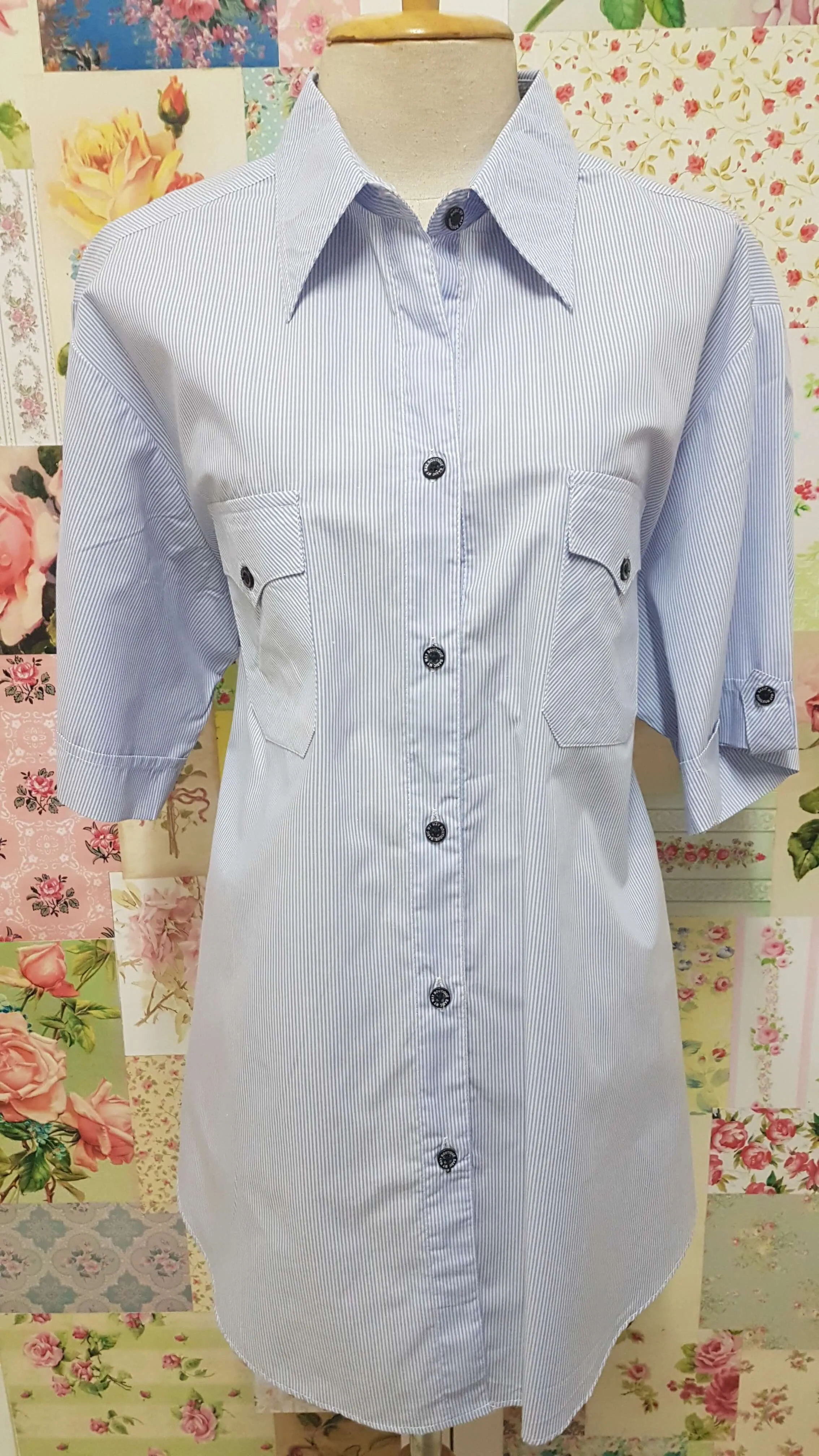 Blue & White Stripes Blouse CE087