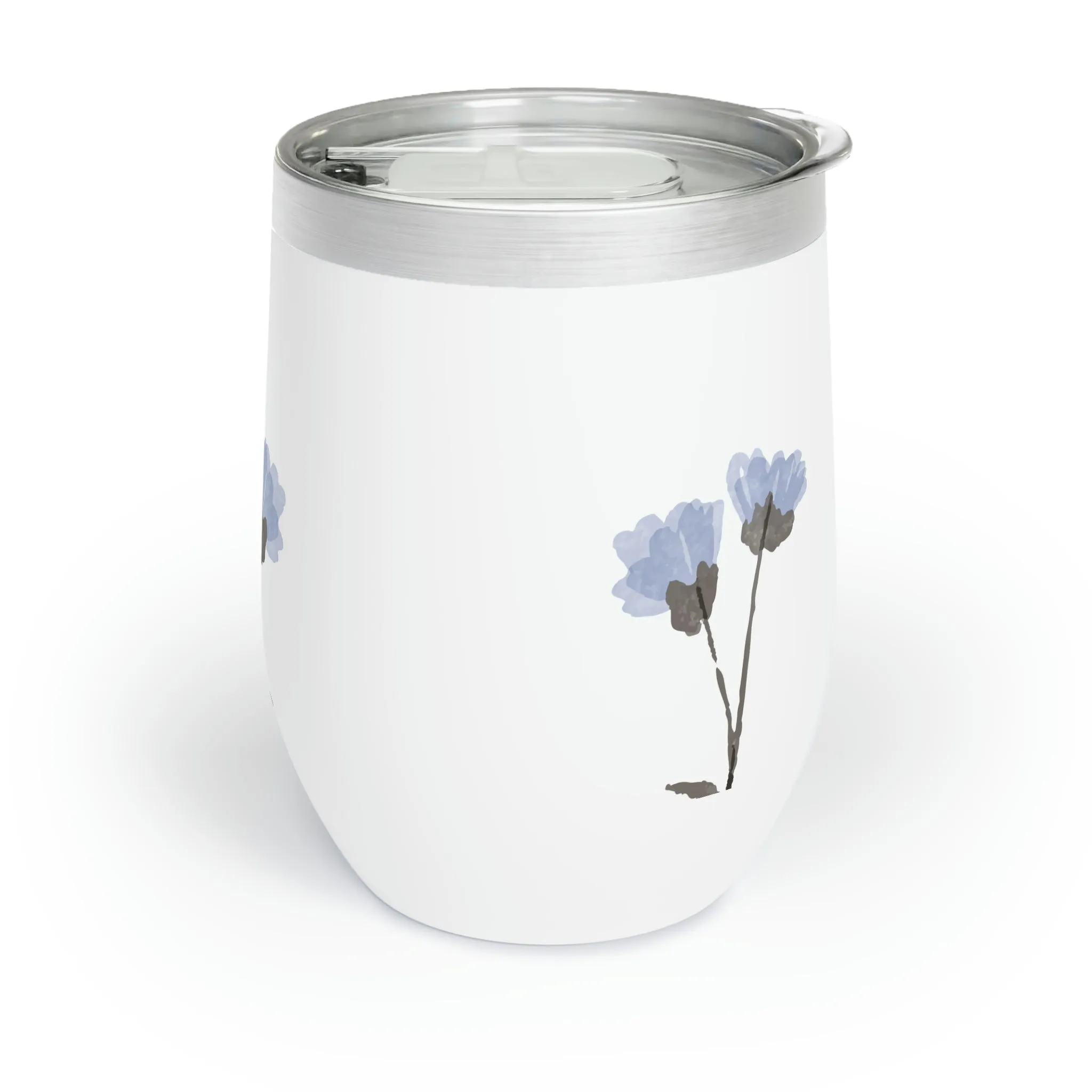 Blue Flowers Chill Wine Tumbler