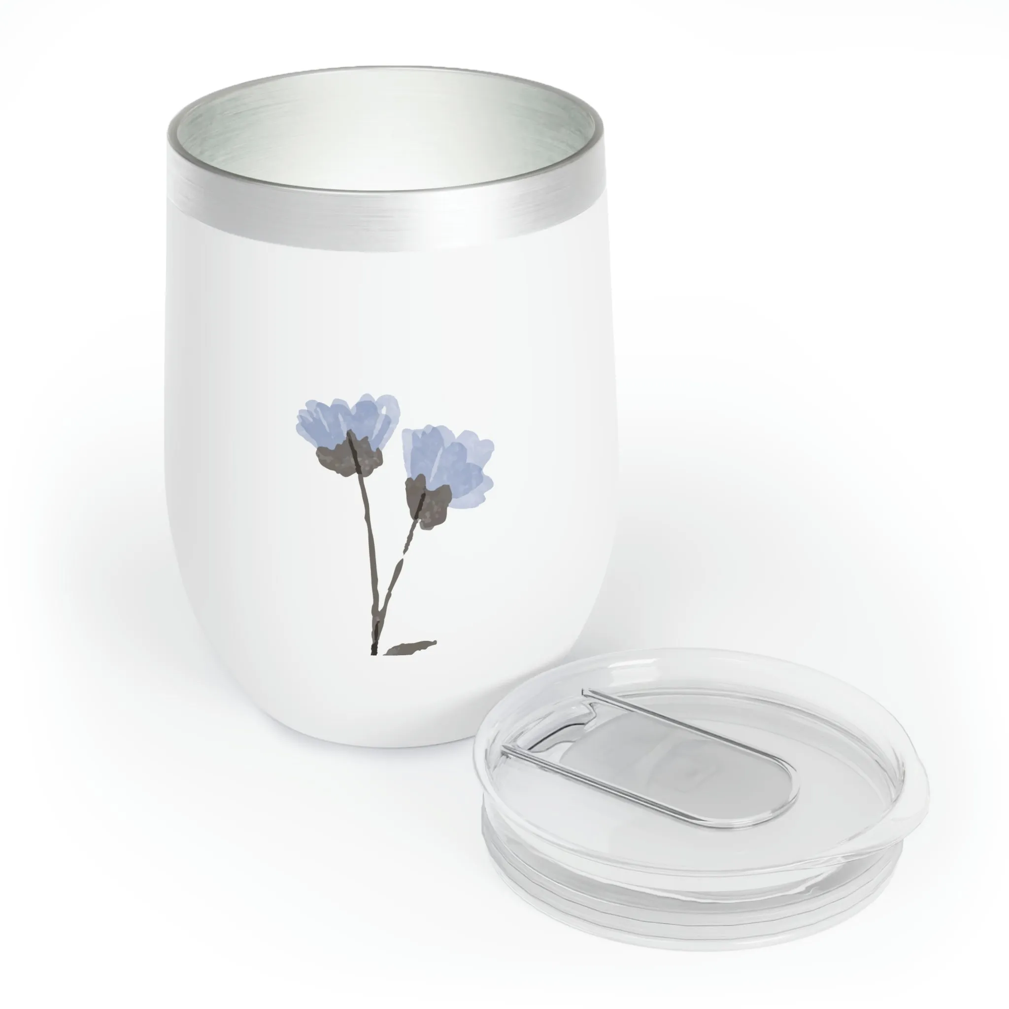 Blue Flowers Chill Wine Tumbler