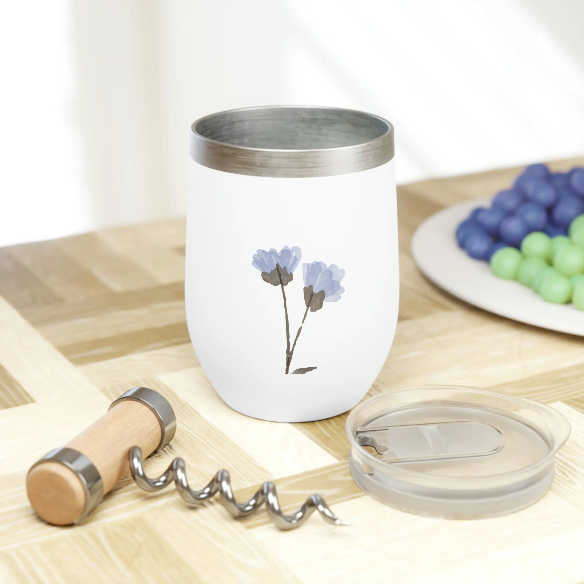 Blue Flowers Chill Wine Tumbler