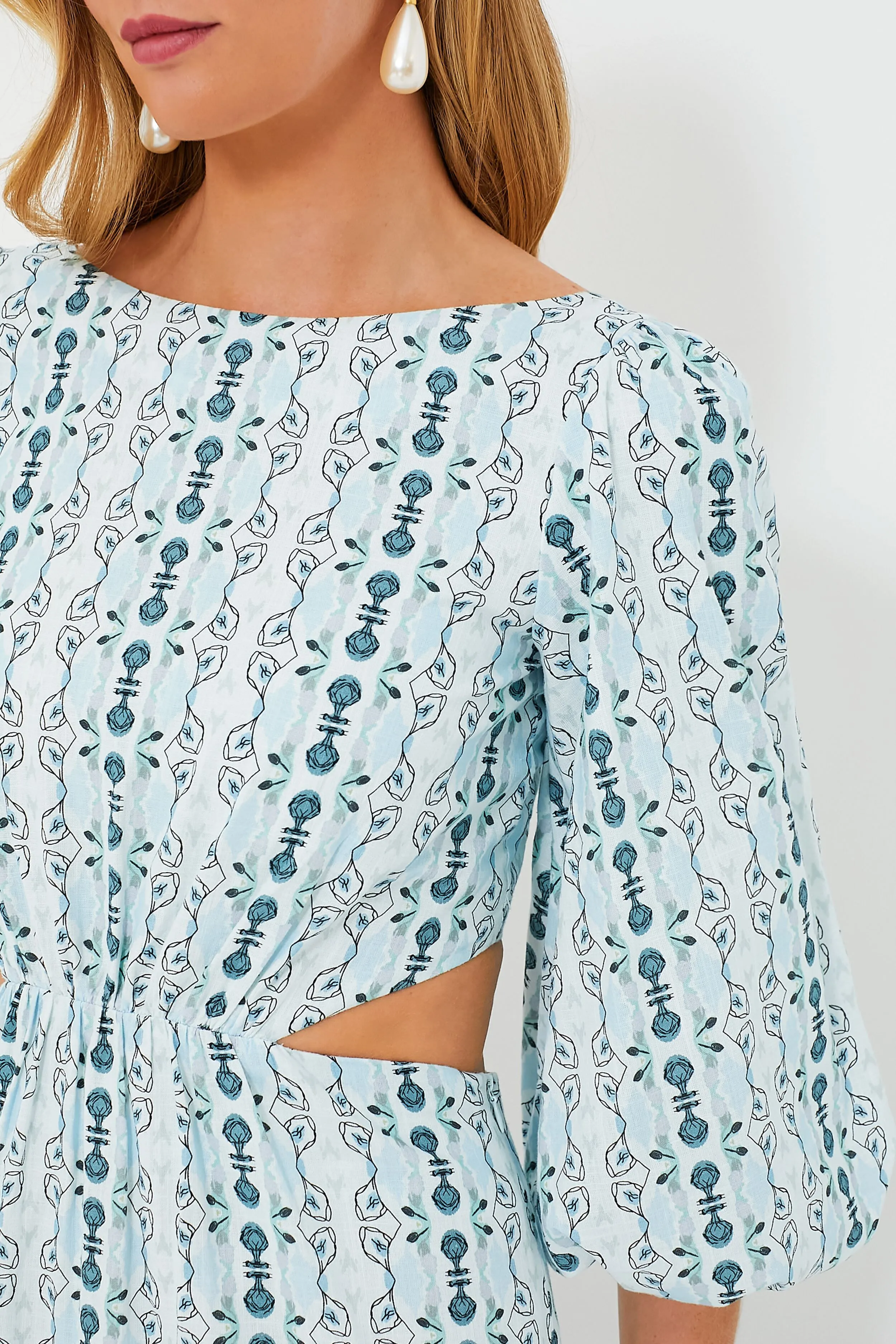 Blue Geo Stripe Cut Out Campbell Dress
