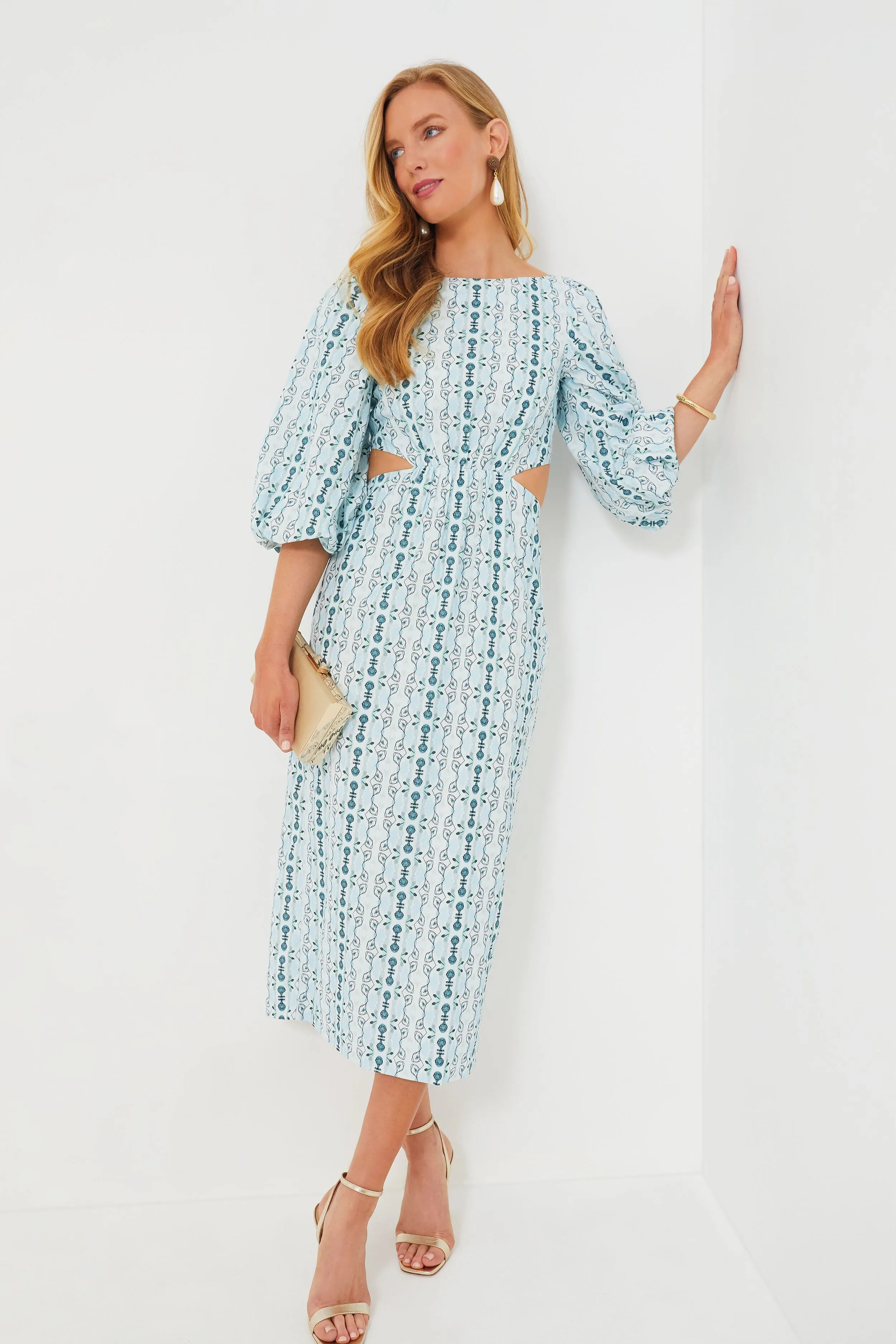 Blue Geo Stripe Cut Out Campbell Dress