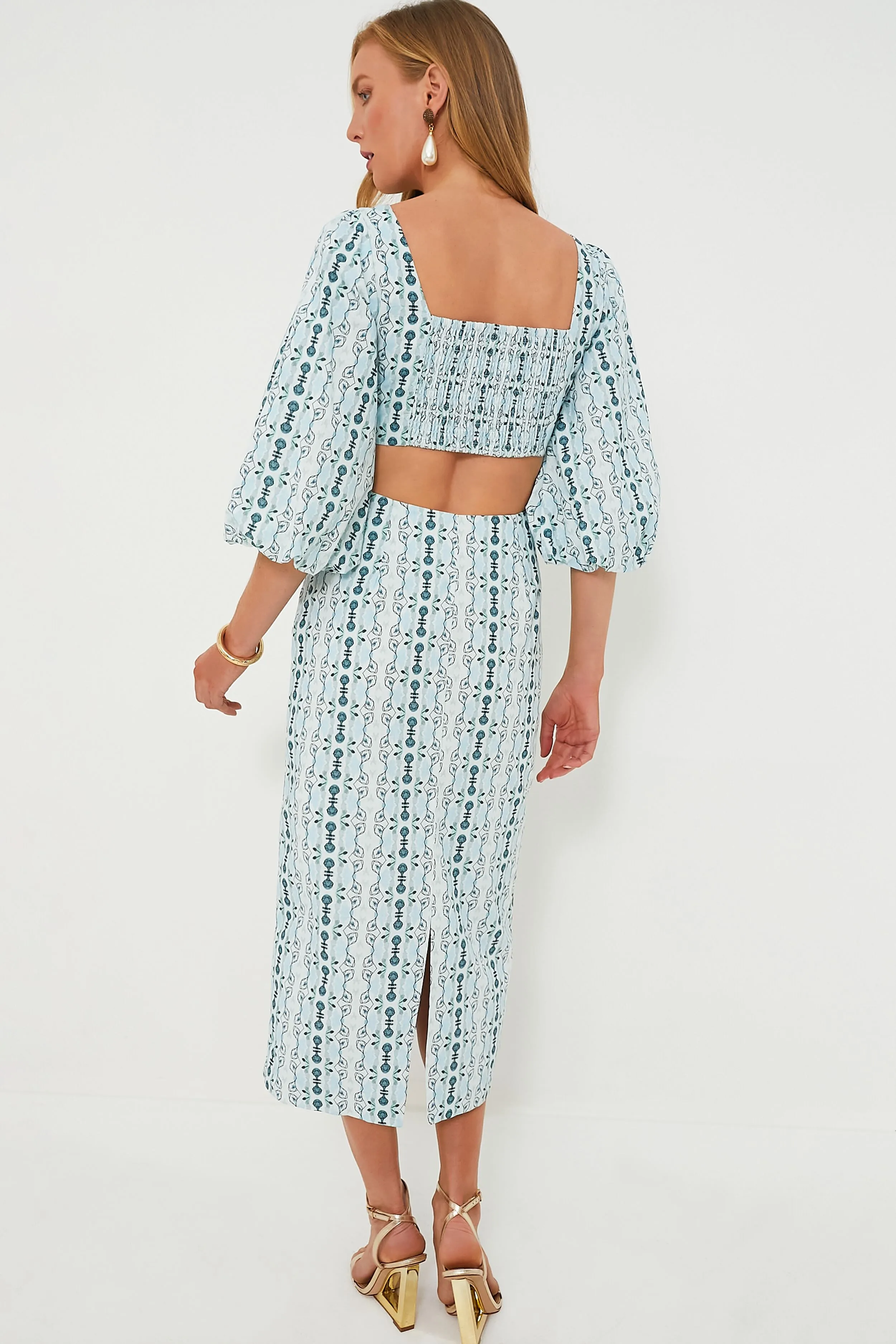 Blue Geo Stripe Cut Out Campbell Dress