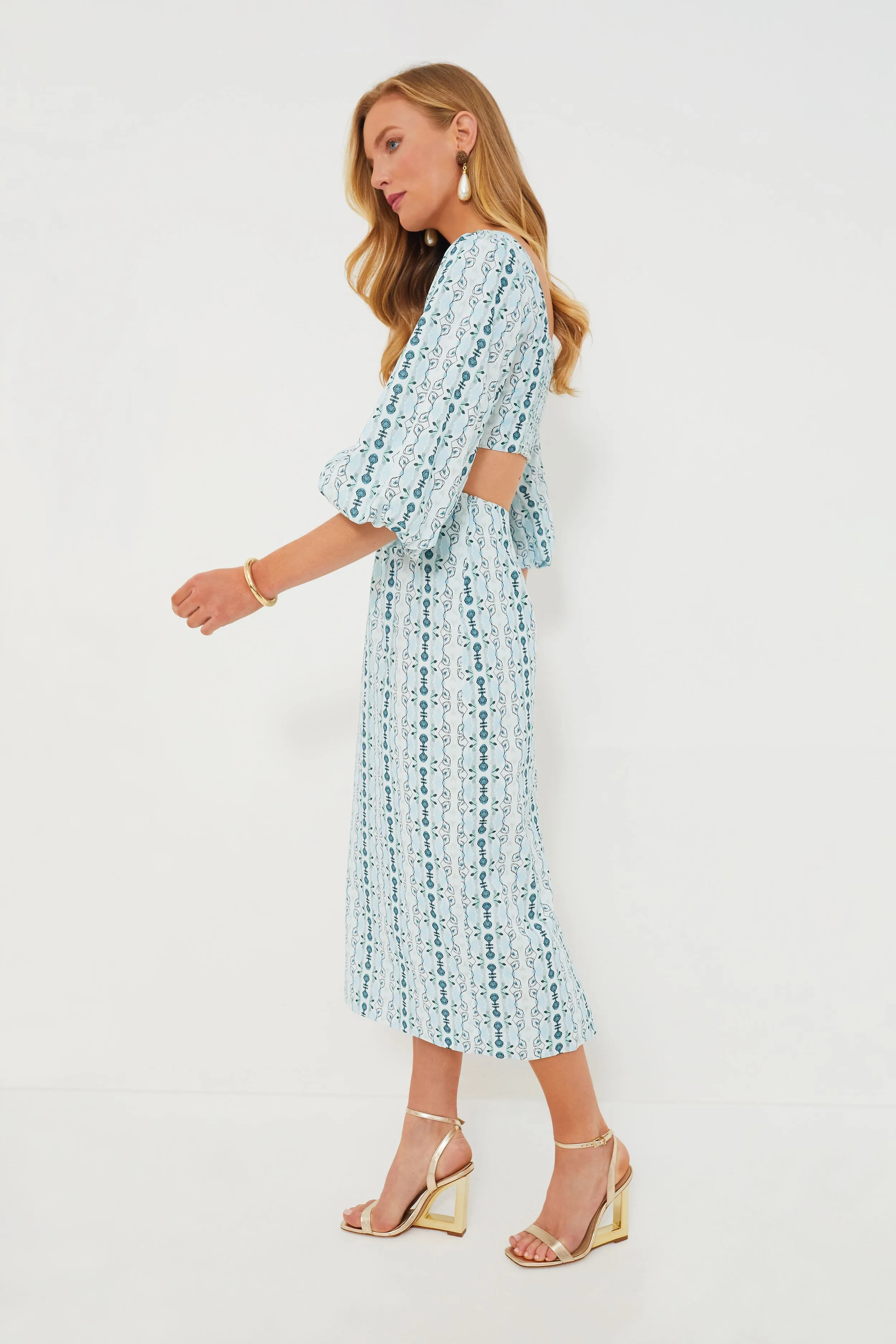 Blue Geo Stripe Cut Out Campbell Dress