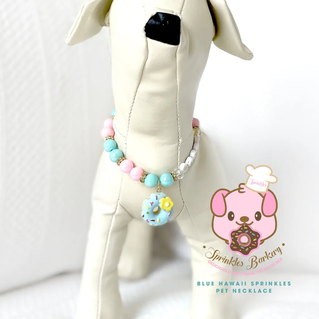Blue Hawaii Sprinkles Donut Pearl Dog Necklace Pet Necklace Luxury Pet Jewelry