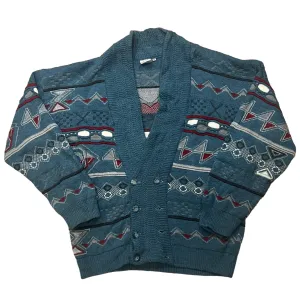 Blue Multicoloured "Coogi Style" Knitted Jumper