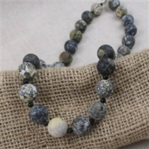 Blue Ocean Jasper Beaded Gemstone Necklace