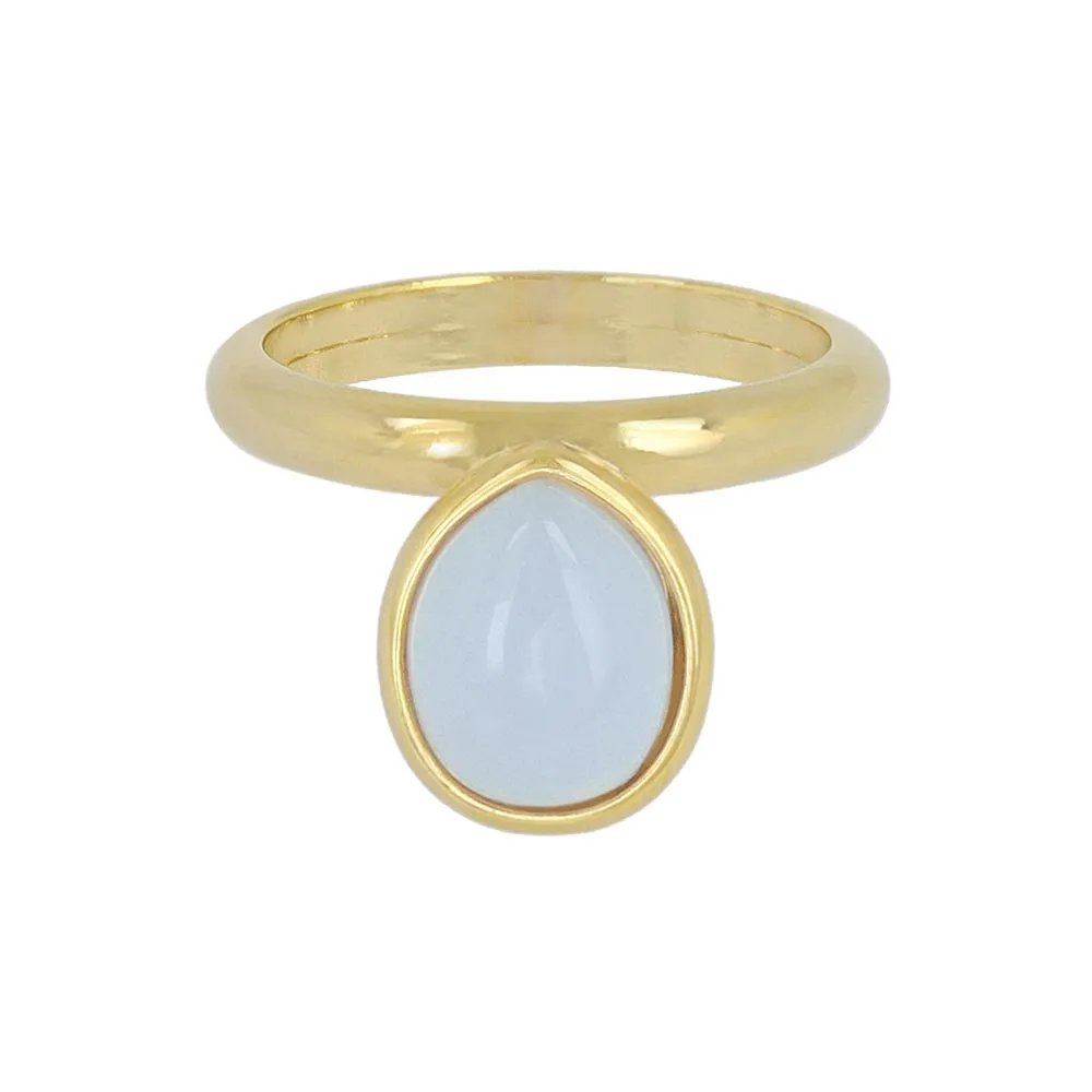 Blue Oval Glass Jewel Ring