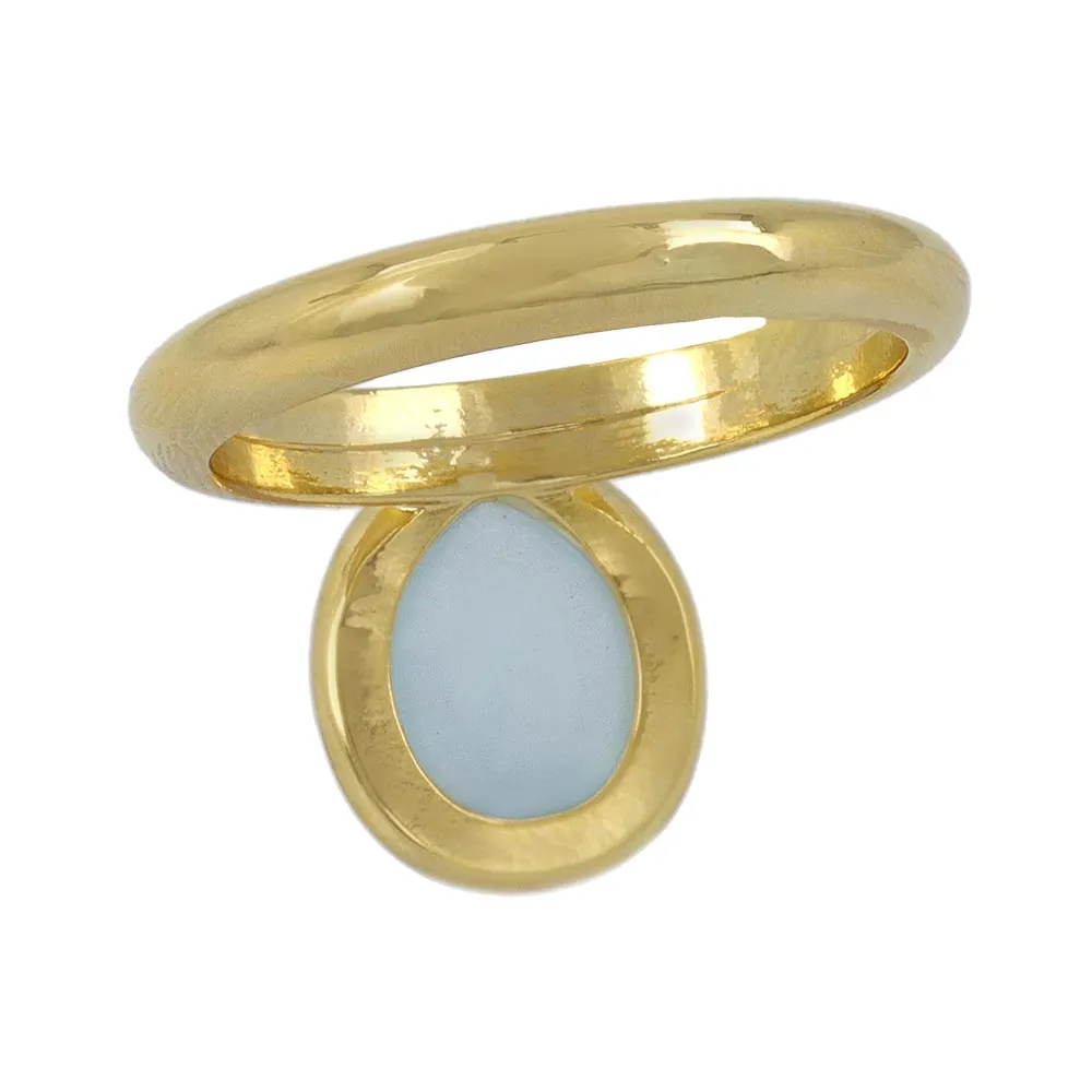 Blue Oval Glass Jewel Ring