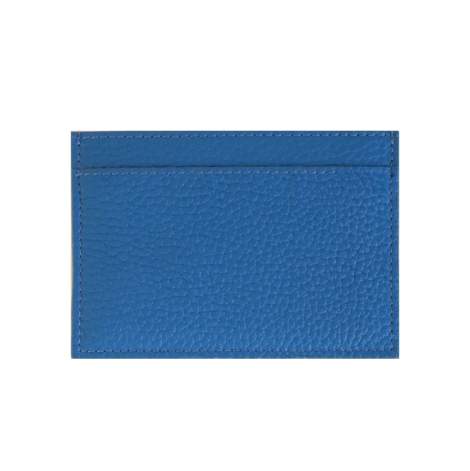 Blue Pebbled Leather Classic Card Holder