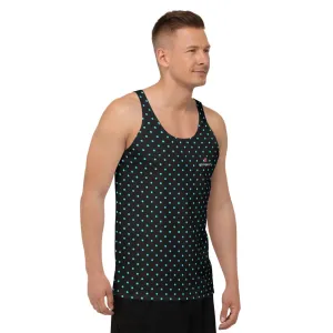 Blue Polka Dots Tank Top, Unisex Classic Dotted Tanks For Men or Women-Made in USA/EU