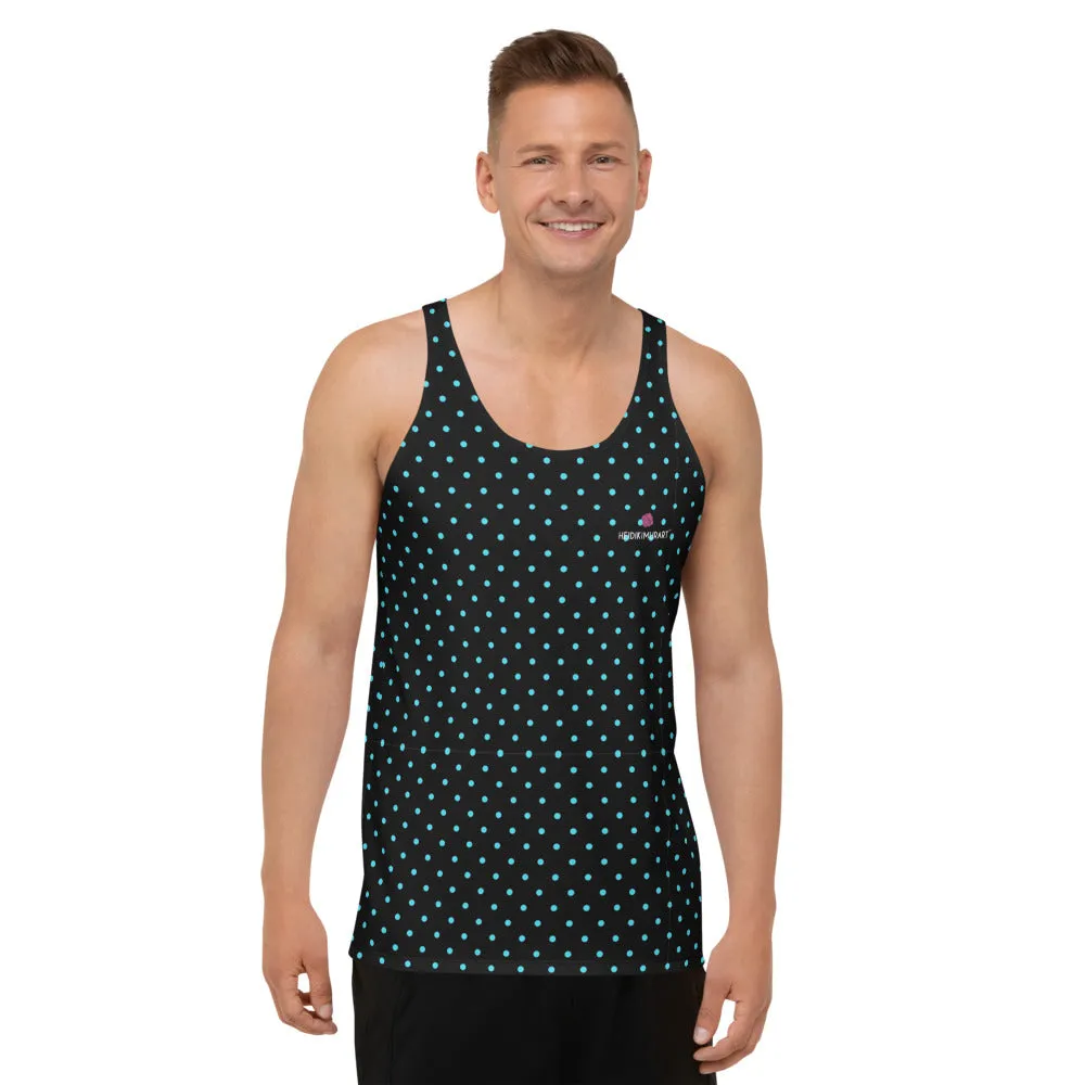 Blue Polka Dots Tank Top, Unisex Classic Dotted Tanks For Men or Women-Made in USA/EU