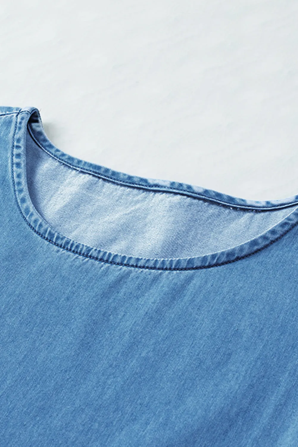 Blue Ruffle Sleeve Casual Short Denim Dress
