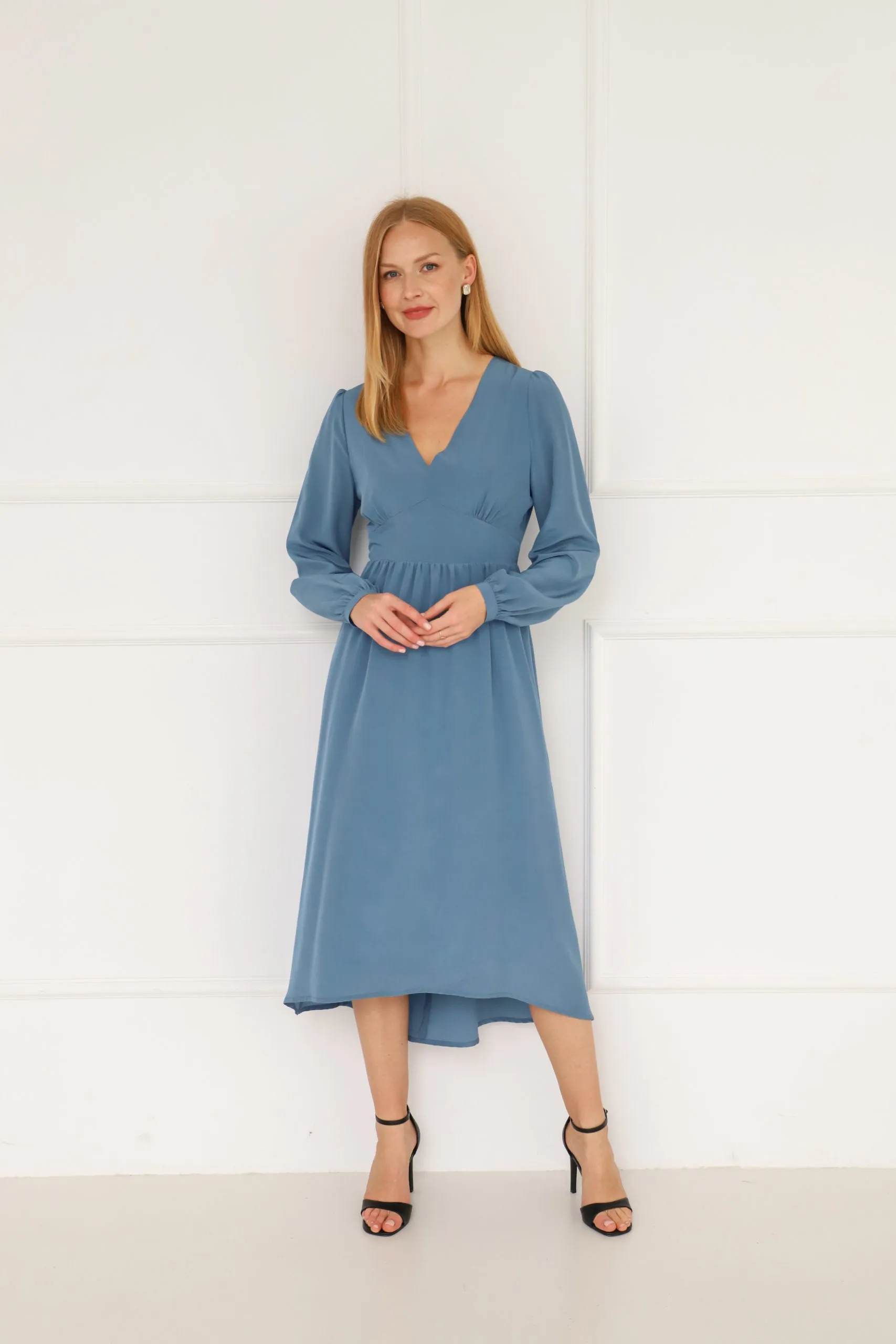 Blue Silk Maxi Dress