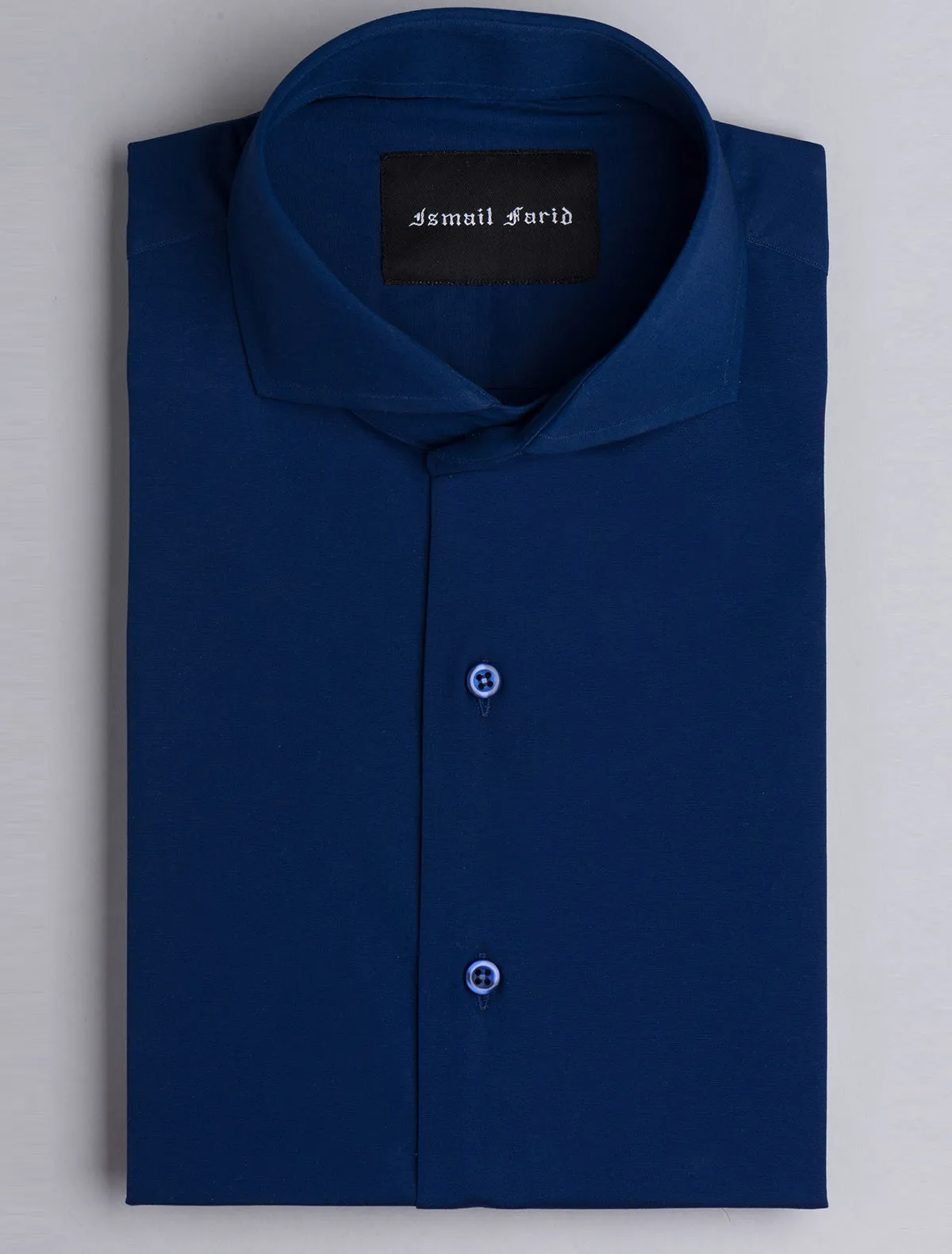 BLUE SPREAD COLLAR SHIRT