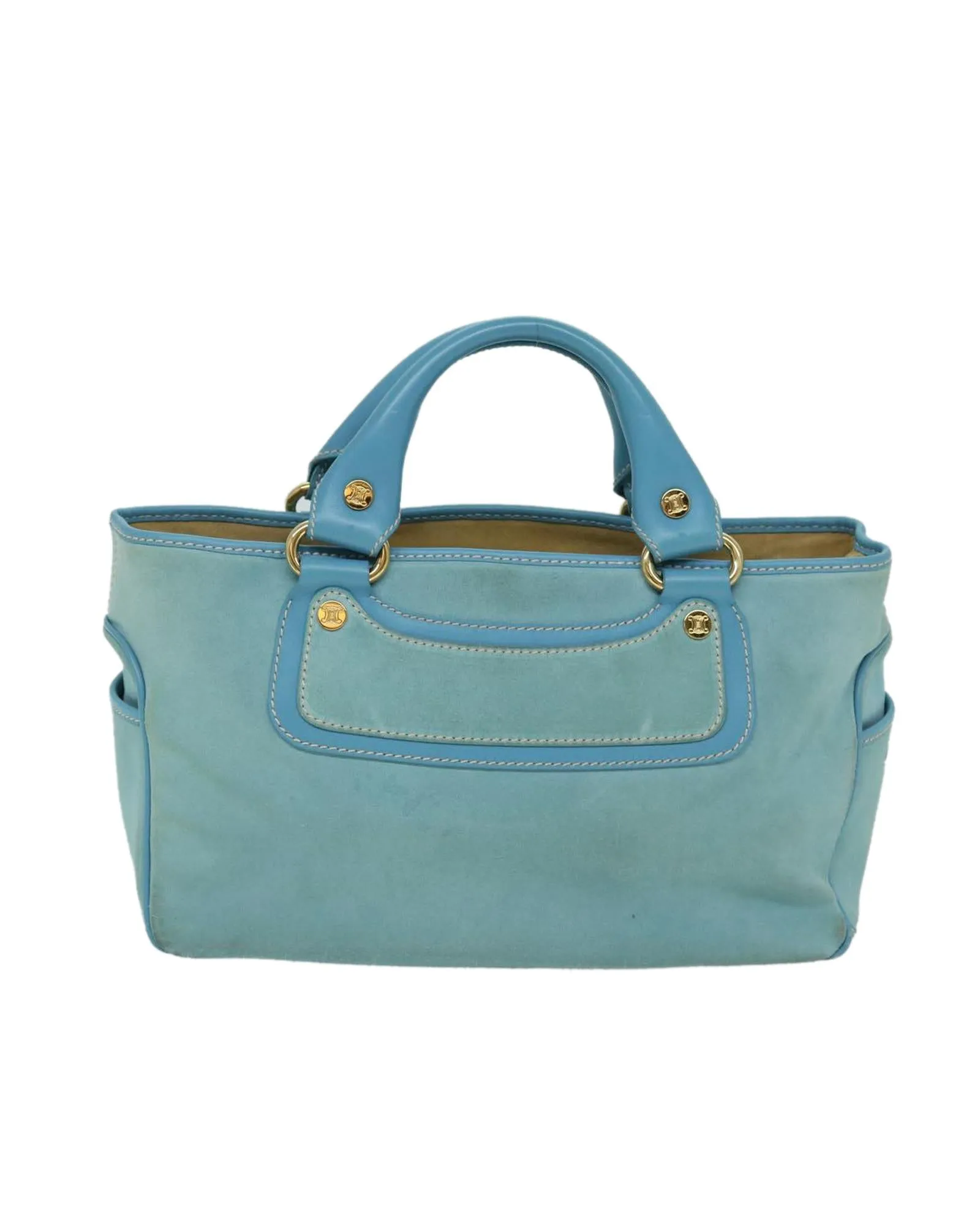 Blue Suede Hand Bag with Dust Bag - Made in Italy