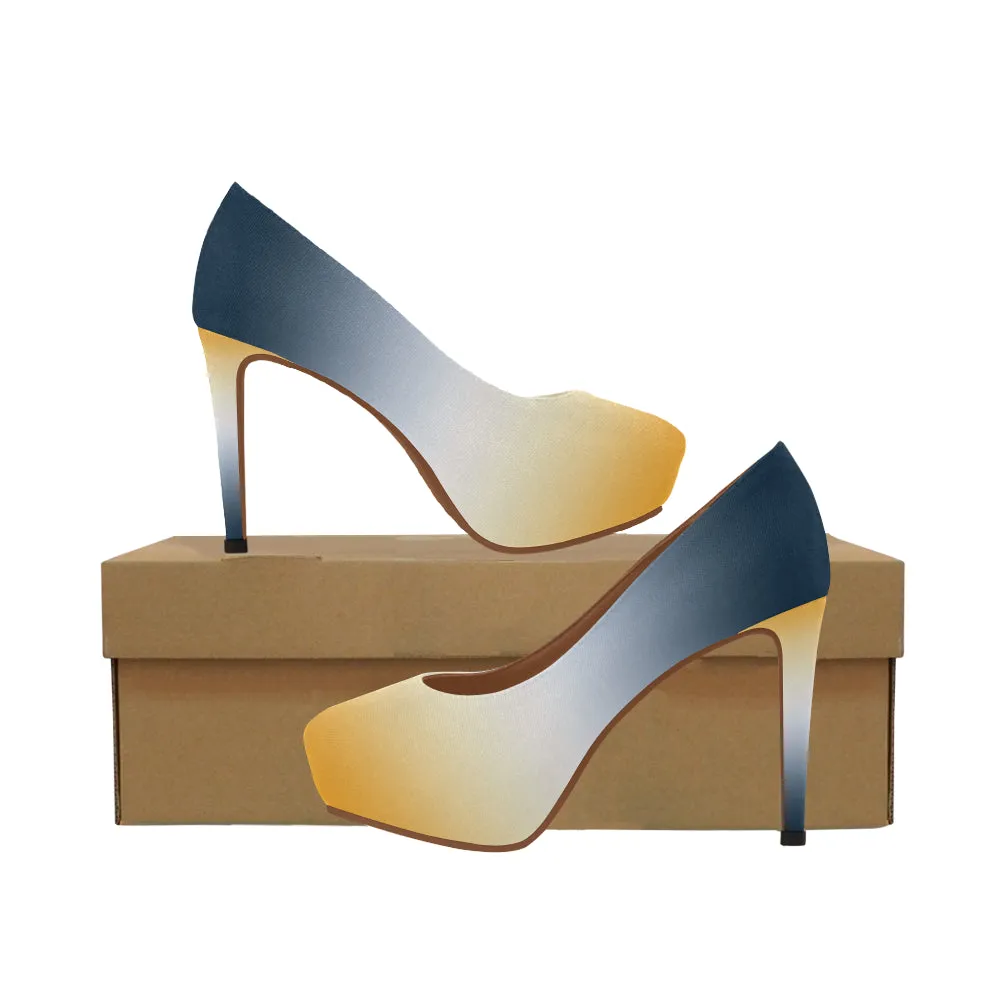 Blue White & Gold Women's High Heels