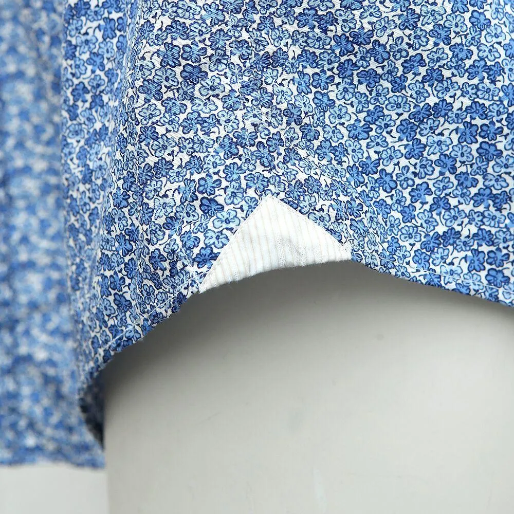 Blue White Floral Cotton Casual Shirt
