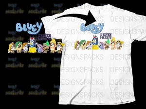 Bluey and the Seven Dwarfs Fun Kids Cartoon Png Digital Download
