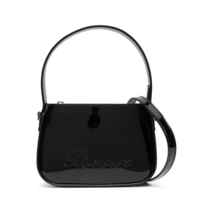 Blumarine embossed-logo high-shine tote Bag Black