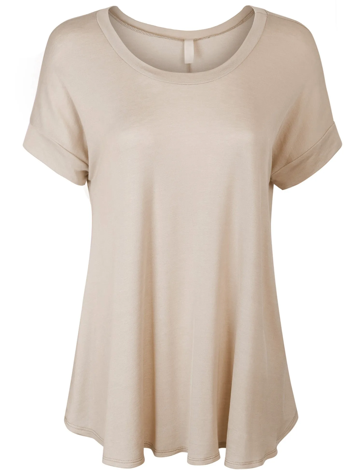 Boat Neck Short Sleeve Flowy Top T-shirts