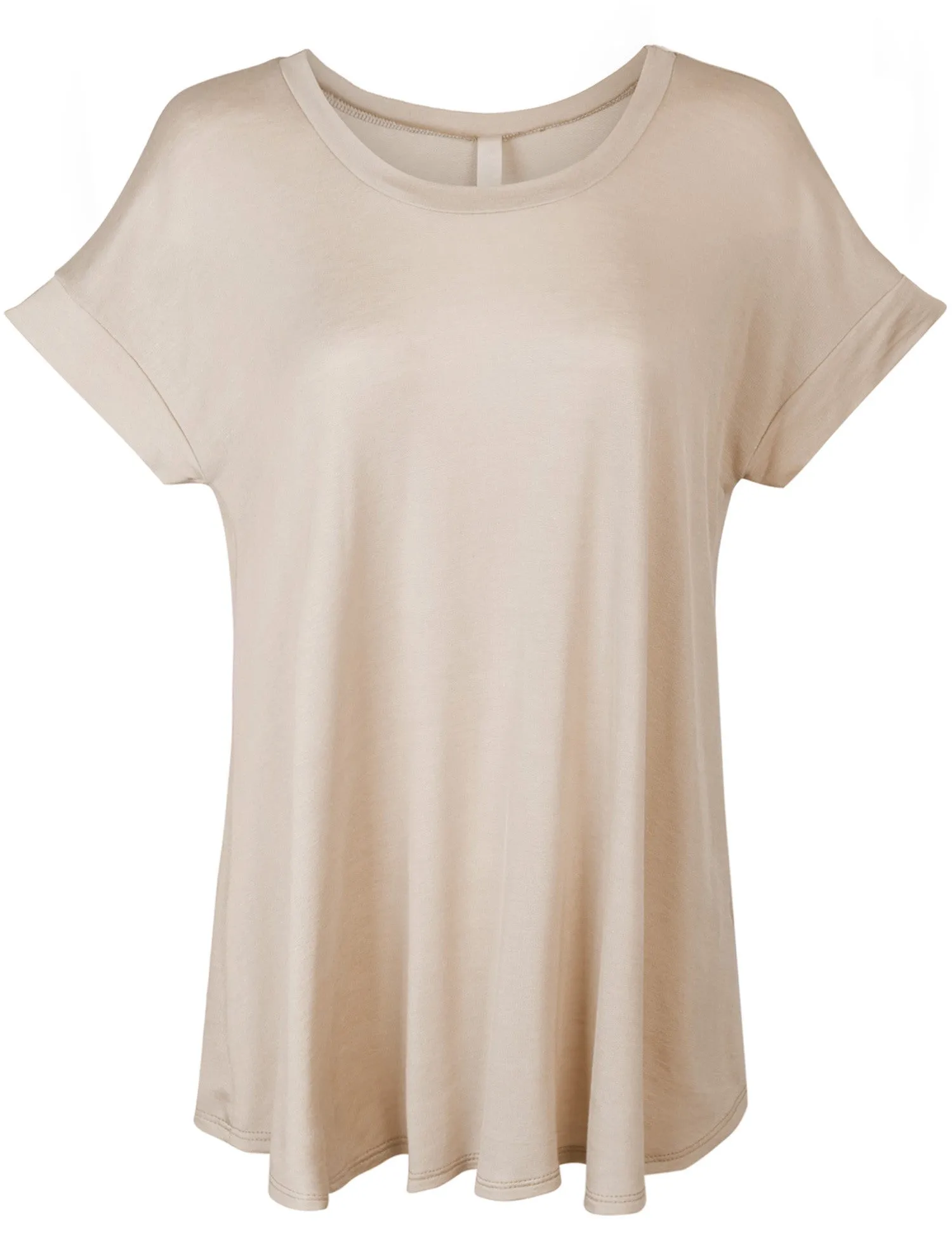 Boat Neck Short Sleeve Flowy Top T-shirts