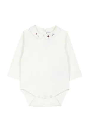 Bodysuit - Navy with pointed collar and decorative embroidery