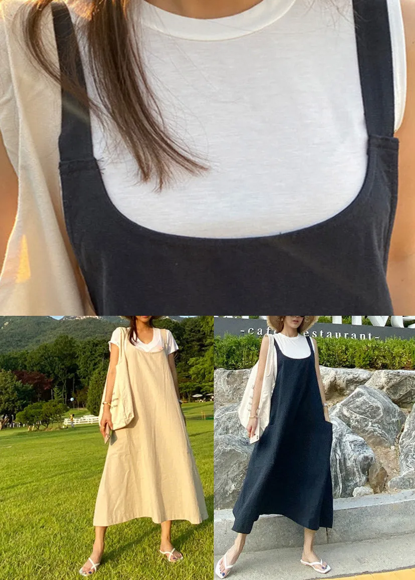 Bohemian Apricot U Neck Slim Maxi Dress Summer LY2084