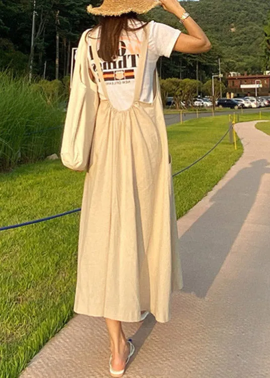 Bohemian Apricot U Neck Slim Maxi Dress Summer LY2084