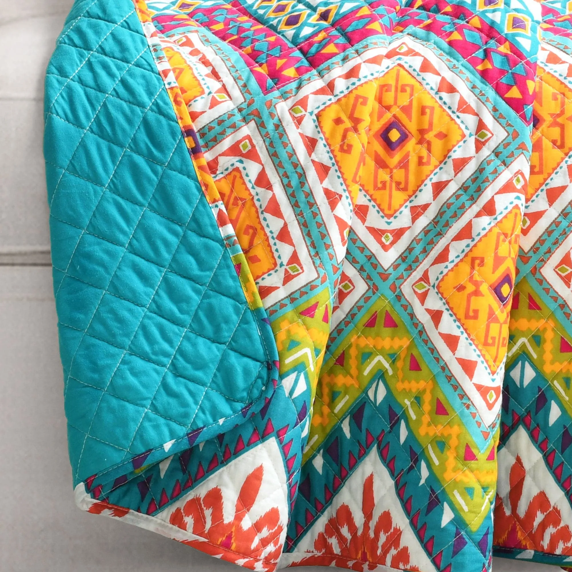 Boho Chevron Reversible Cotton Throw Blanket