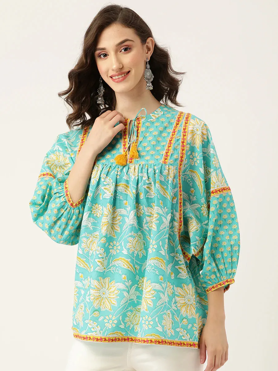 Boho Dreams Top | Aqua Floral